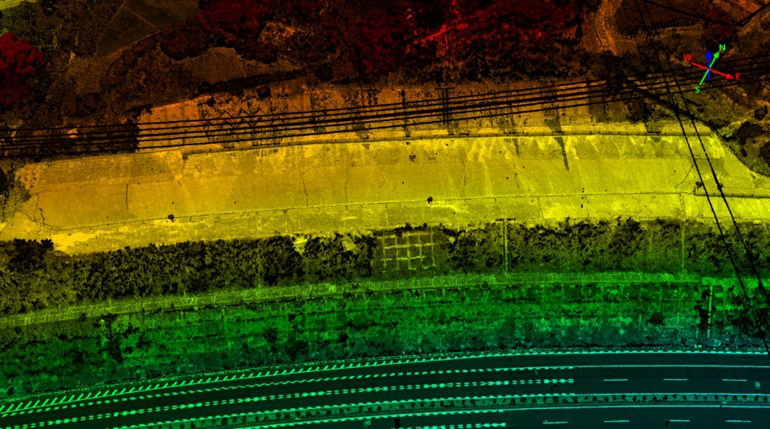 Colorized roadway point cloud scene for geometric evaluation