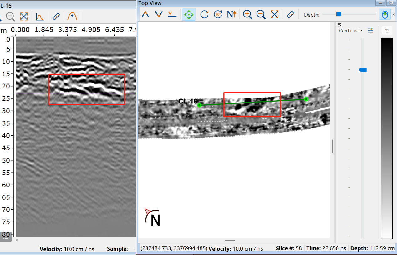 Processed GPR profile view